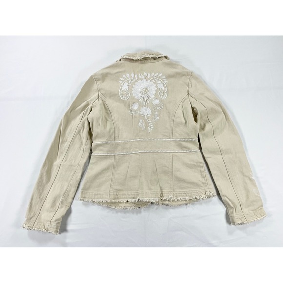 VTG Y2K Floral Embroidered Denim Jacket Blazer Boho Cottage Western Women's 8‎ - Picture 2 of 9